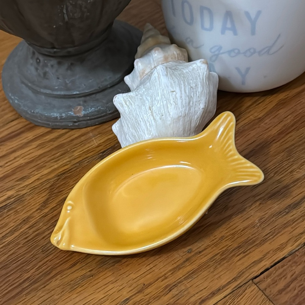 Ceramic Fish Shaped Trinket Dish-Orange-Made in France